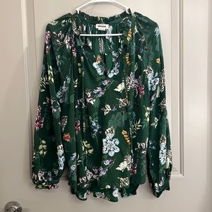 Zadig & Voltaire Theresa green silk floral blouse